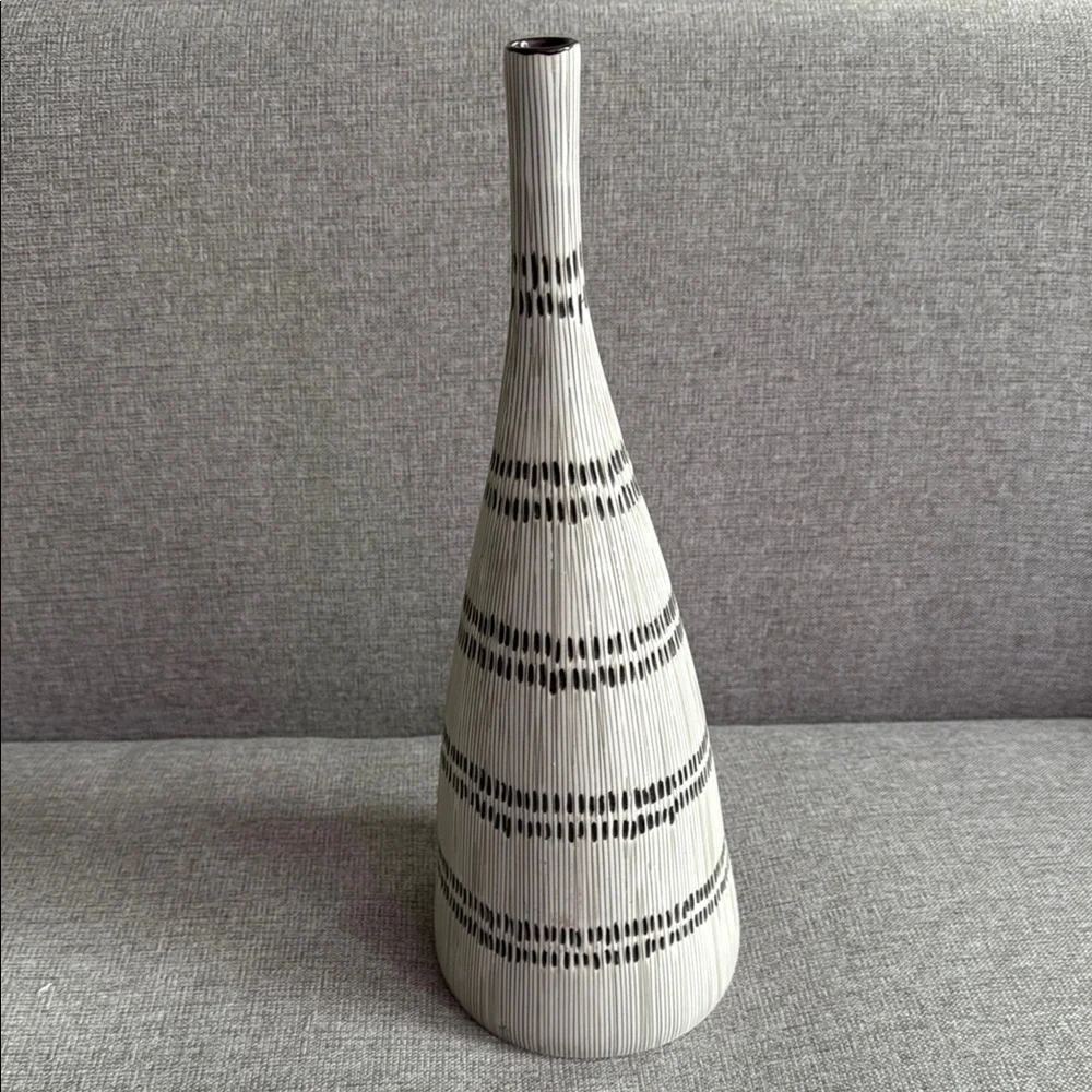 Black and White 9.5’ Striped Vase